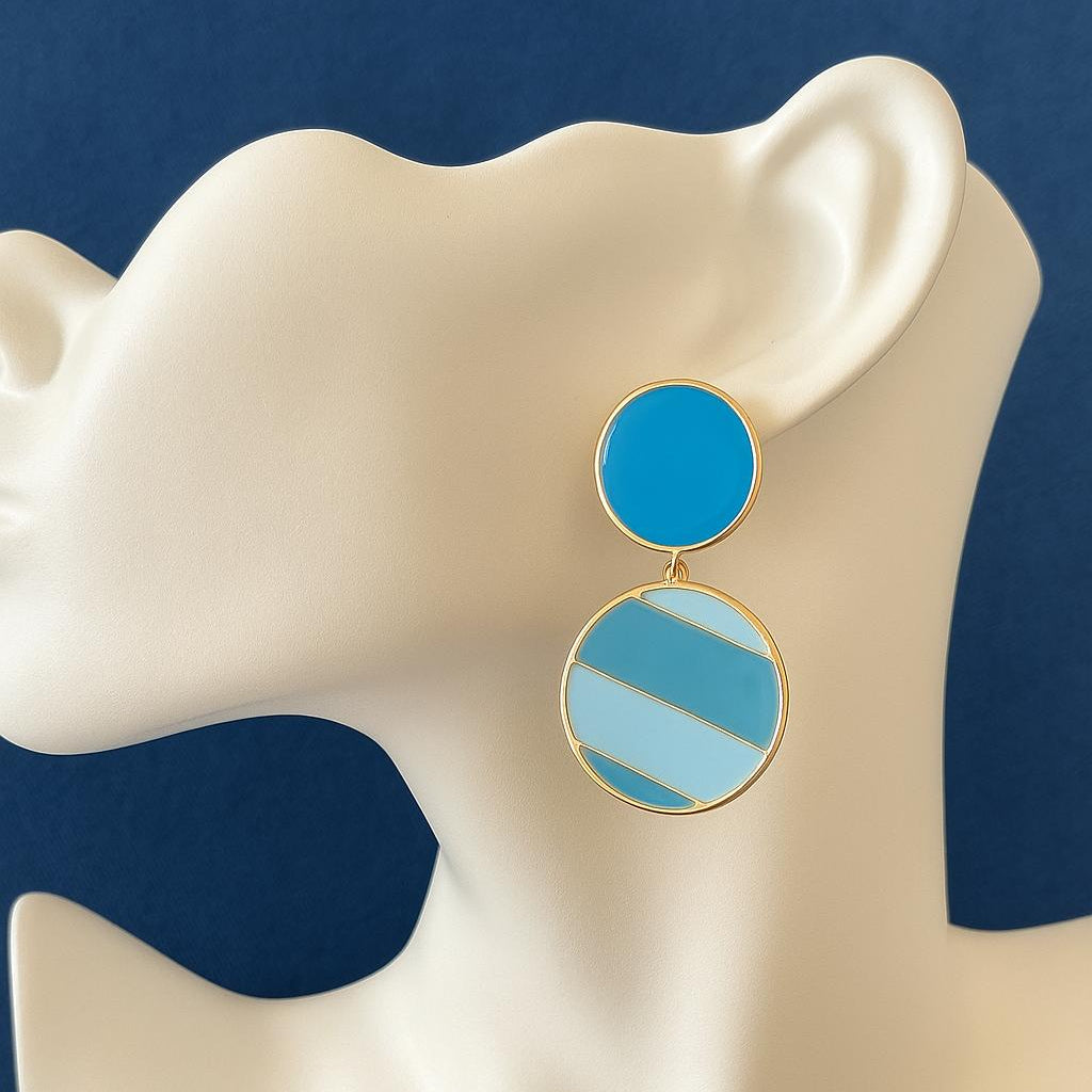 Dual-Tone Enamel Drop Earrings- Ocean Breeze