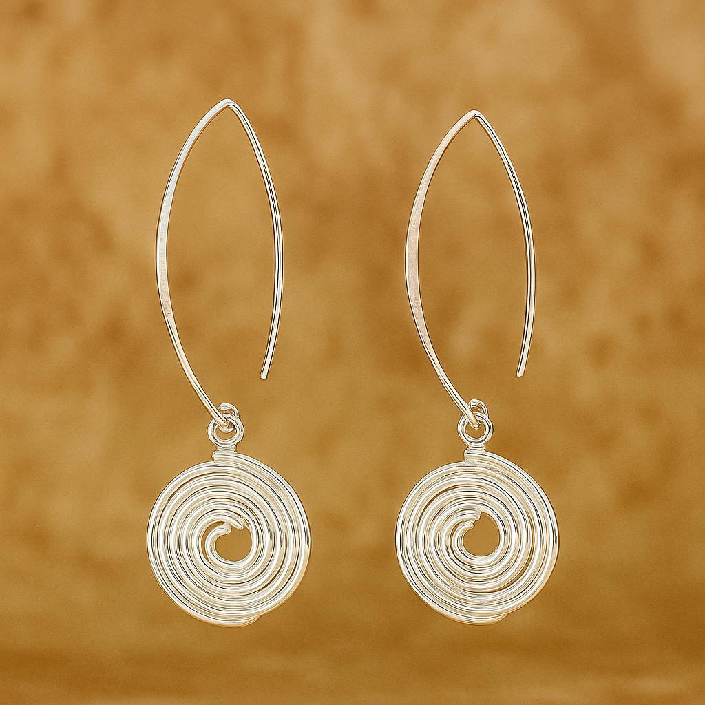 Spiral Rounded Wire Hook Earrings