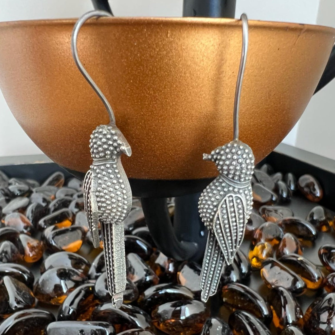 Elegant Parrot Design Earrings in German Silver