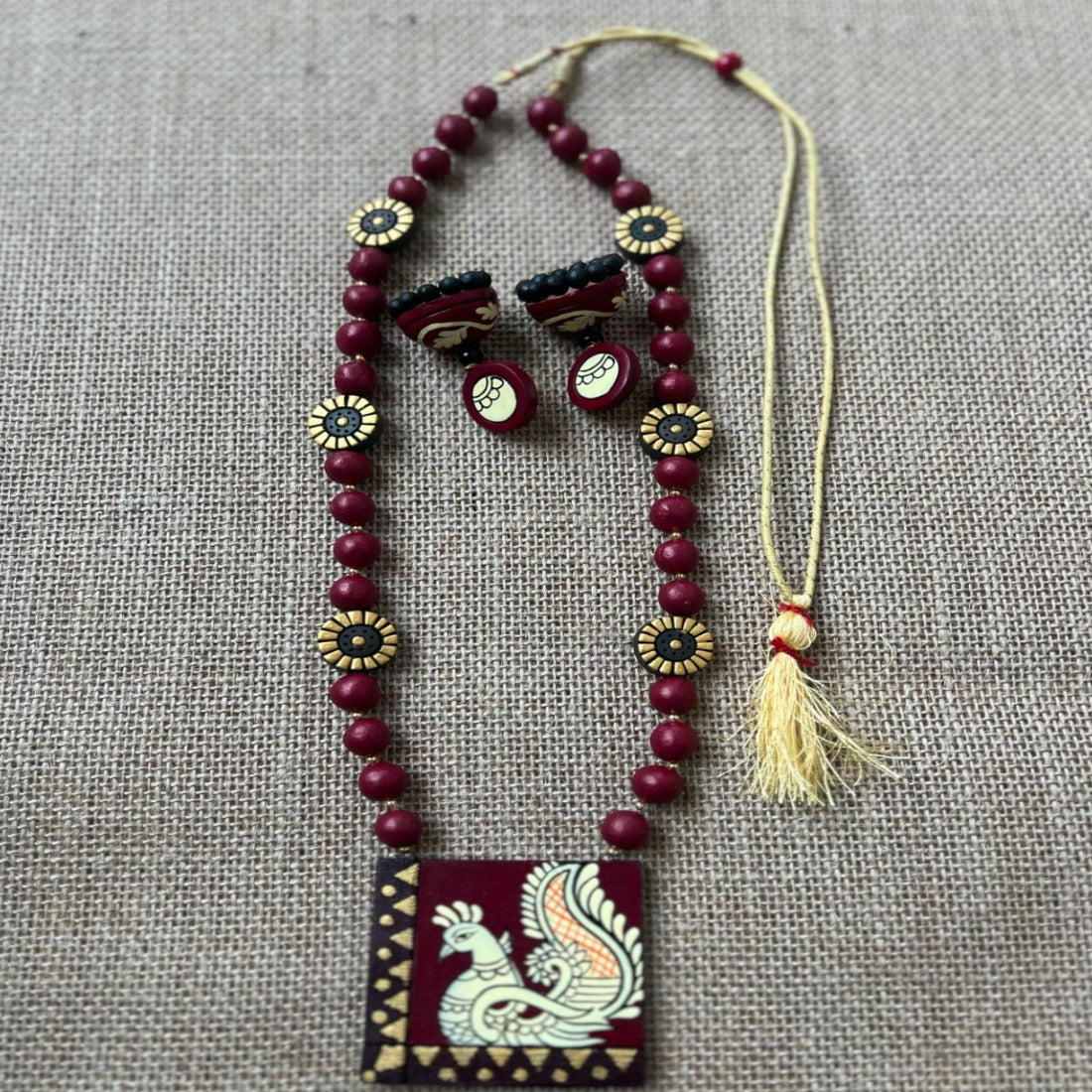 Rustic Bird Terracotta Necklace Set