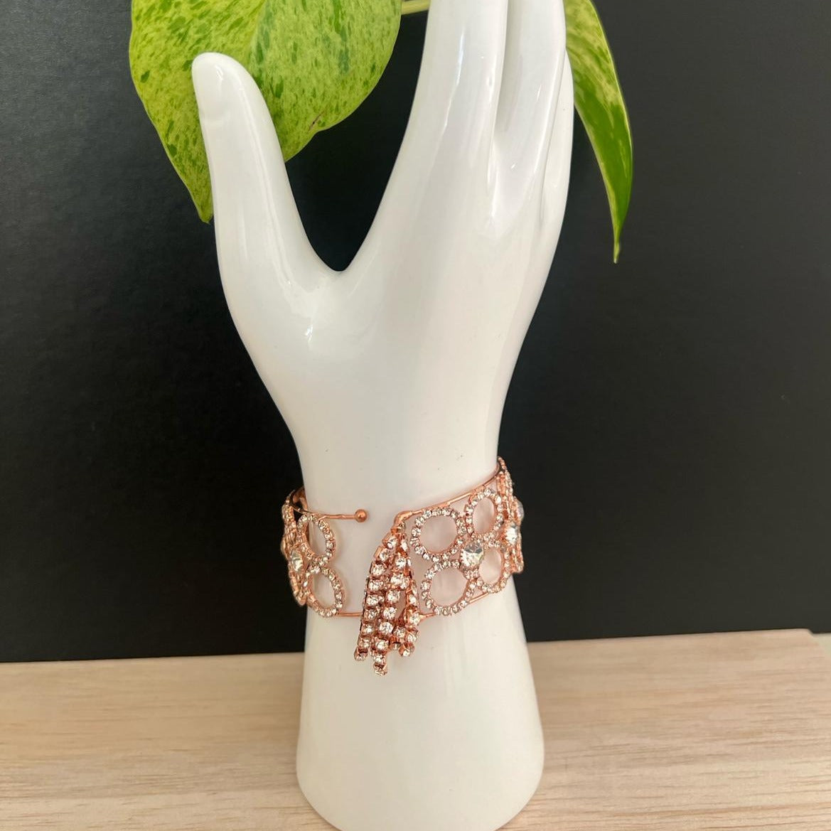 Exquisite Rose Gold Tween Bracelet with Rhinestone Embellishments