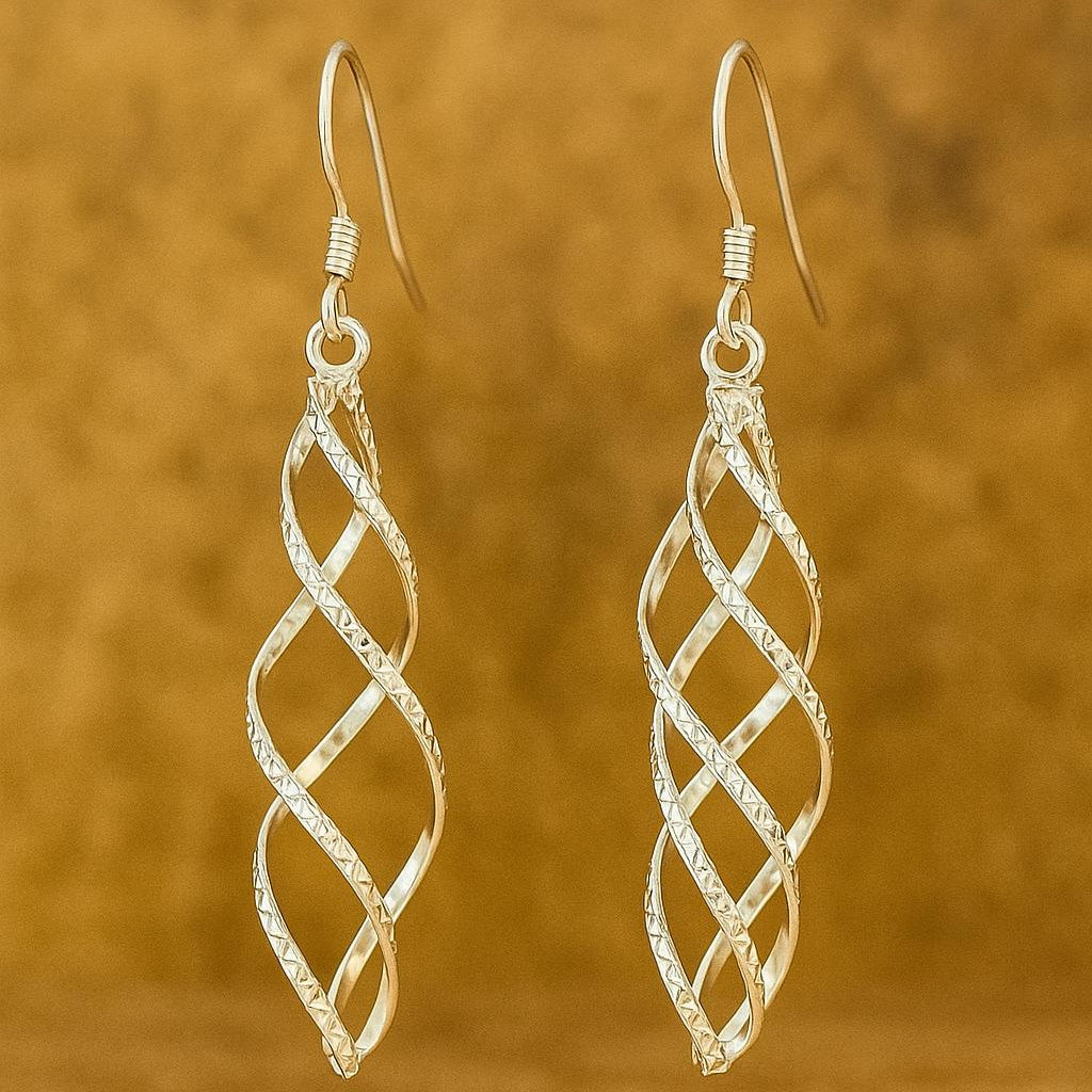 Textured Open Spiral Cone Earrings