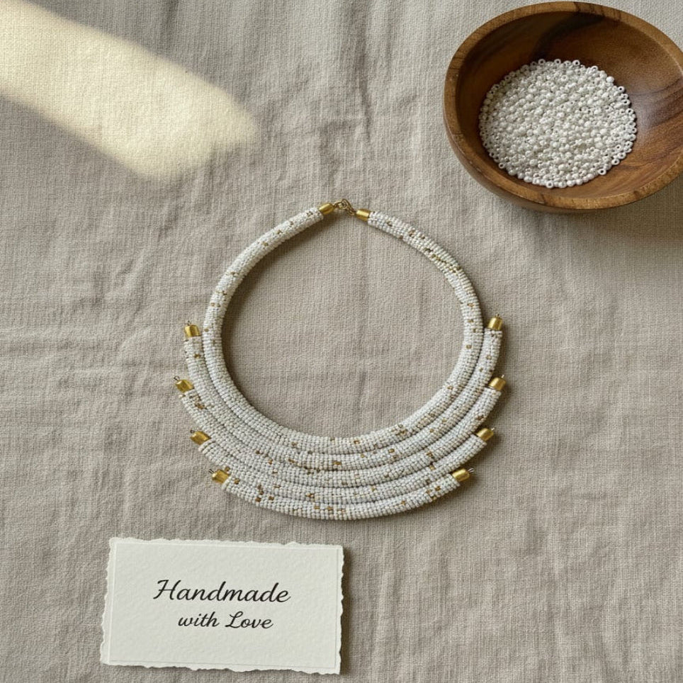 White-Gold Multi-Layer Necklace